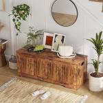 Wood Storage Bench with Safety Hinges, 120 cm