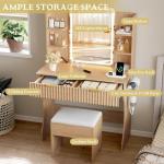 LED Vanity Desk with Storage and Chair