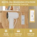 LED Vanity Desk with Storage and Chair