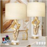 Set of 2 Modern Sculptural Table Lamps with USB Ports