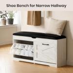 VitoEone White Storage Bench with Cushion