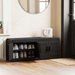 2-Tier Black Storage Bench with Padded Seat