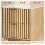 Set of 2 Modern Marble-Look Nightstands with Charging