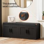 2-Tier Black Storage Bench with Padded Seat