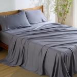 Cooling King Size Bamboo Sheets Set, Dark Grey