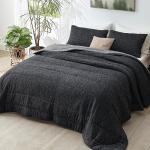 Queen Comforter Set - Reversible Charcoal Black Bedding