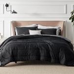 Queen Comforter Set - Reversible Charcoal Black Bedding