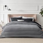 Queen Comforter Set - Reversible Charcoal Black Bedding