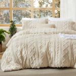 Tufted Boho King Comforter Set in Beige