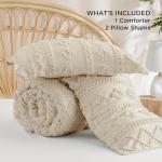 Tufted Boho King Comforter Set in Beige