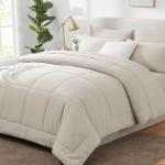 CozyLux 7-Piece Beige Queen Comforter Set