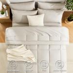 CozyLux 7-Piece Beige Queen Comforter Set