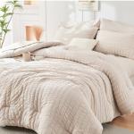 Beige Seersucker 7-Piece Full Comforter Set