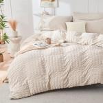 Beige Seersucker 7-Piece Full Comforter Set