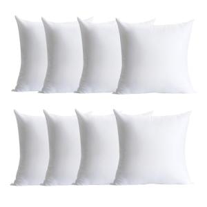 Calibrate Timing Plush and Durable Throw Pillow Inserts - 18 x 18 inches Set of 8, Hypoallergenic Polyester Fiber Fill - Perfect for Decorative Cushion Covers, Sofa and Bed Accent
