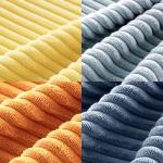 Blue-Orange Corduroy Throw Pillow Covers - Set of 4