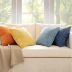Blue-Orange Corduroy Throw Pillow Covers - Set of 4