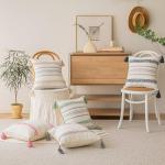 Boho Throw Pillow Covers Set of 2 with Tassels