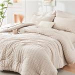 Beige King Size 7-Piece Seersucker Comforter Set