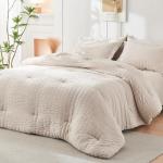 Beige King Size 7-Piece Seersucker Comforter Set