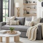 Gray Boho 20x20 Decorative Throw Pillow Covers - Set of 2