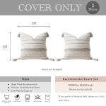 Gray Boho 20x20 Decorative Throw Pillow Covers - Set of 2