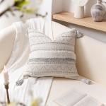 Gray Boho 20x20 Decorative Throw Pillow Covers - Set of 2