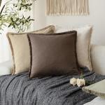 Set of 2 Boho Linen Fringe Throw Pillow Covers