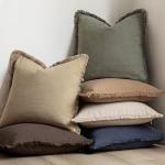 Set of 2 Boho Linen Fringe Throw Pillow Covers