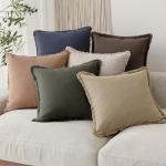 Set of 2 Boho Linen Fringe Throw Pillow Covers