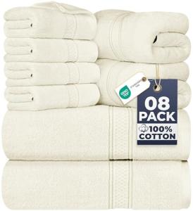 Ivory Towels Set: 2 Bath, 2 Hand, 4 Washcloths