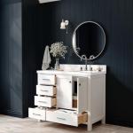 43" White Bathroom Vanity with Quartz Countertop