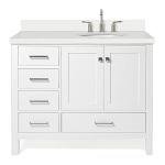 43" White Bathroom Vanity with Quartz Countertop