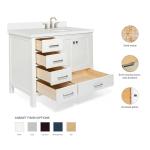 43" White Bathroom Vanity with Quartz Countertop