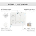 43" White Bathroom Vanity with Quartz Countertop