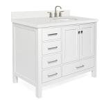 43" White Bathroom Vanity with Quartz Countertop