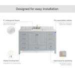 55" Grey Bathroom Vanity with Marble Countertop