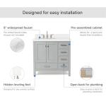 Ariel 37-Inch Grey Bathroom Vanity with Sink