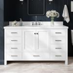 Ariel 61" White Bathroom Vanity with Quartz Top
