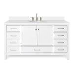 Ariel 61" White Bathroom Vanity with Quartz Top