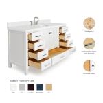 Ariel 61" White Bathroom Vanity with Quartz Top