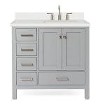 Grey 37" Bathroom Vanity with Quartz Countertop