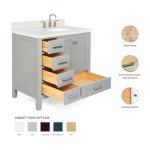 Grey 37" Bathroom Vanity with Quartz Countertop