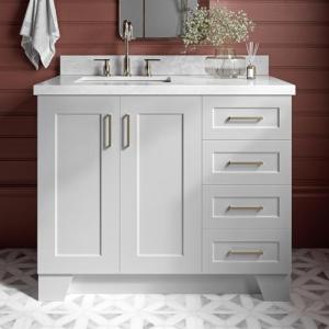 Grey Bathroom Vanity with Carrara Marble Top