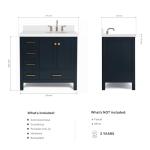 Midnight Blue 37" Bathroom Vanity with White Quartz