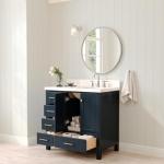 Midnight Blue 37" Bathroom Vanity with White Quartz
