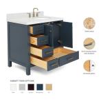 Midnight Blue 37" Bathroom Vanity with White Quartz