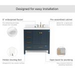 Midnight Blue 37" Bathroom Vanity with White Quartz