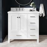 White Bathroom Vanity with Quartz Countertop and Sink