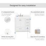 White Bathroom Vanity with Quartz Countertop and Sink